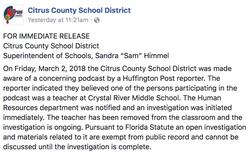Teacher Removed from Classroom After Her Podcast was Discovered